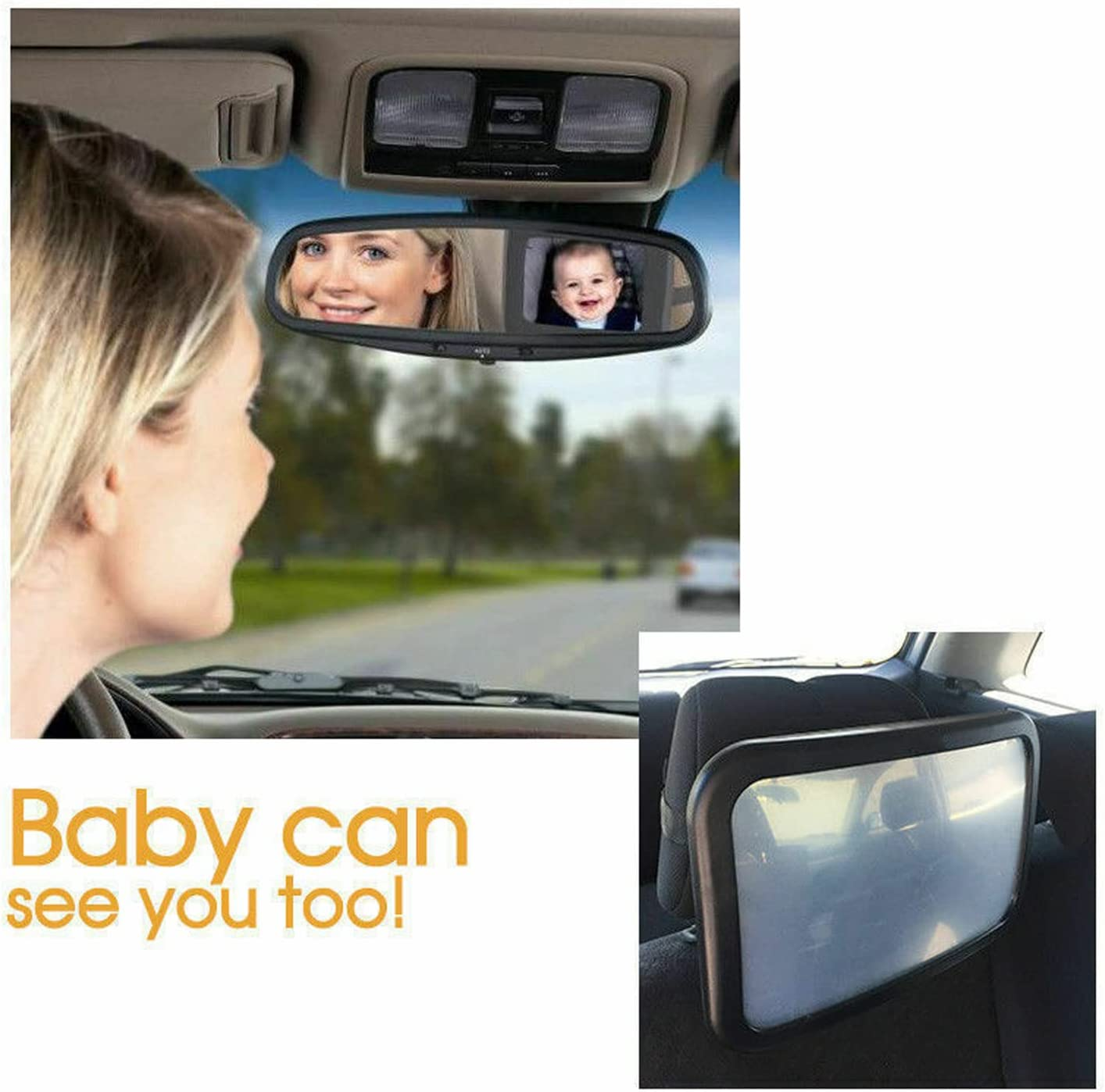 Yotsuba Baby Car Mirror - Crystal Clear View, Shatterproof, 360&deg; Adjustable Safety Mirror for Rear-Facing Infants - Fully Assembled Car Seat inside Mirror image number 1