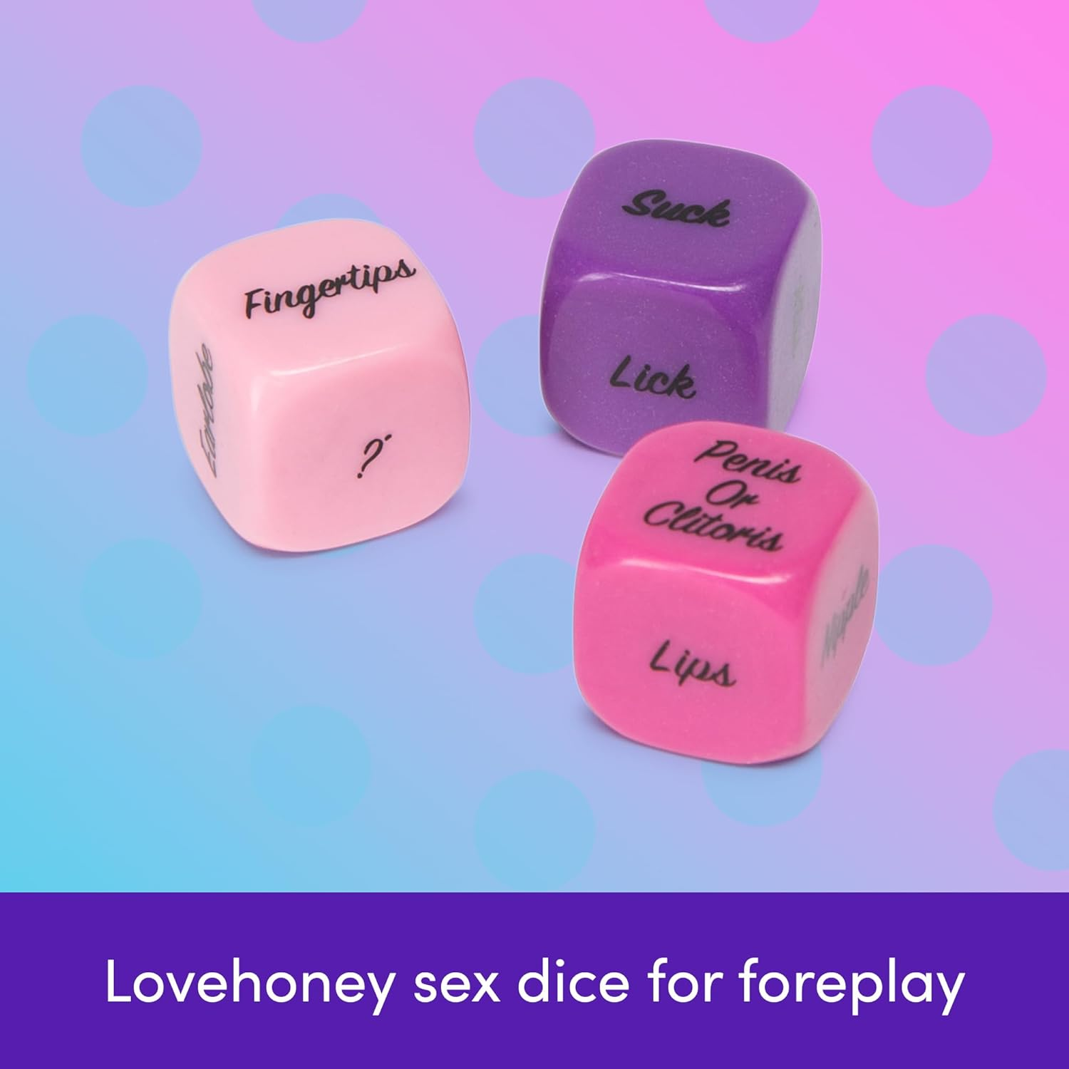 Lovehoney Oh! Multicoloured Dice Game for Couples - Adult Role Play or Foreplay - Small and Travel Friendly - Pack of 3 image number 3