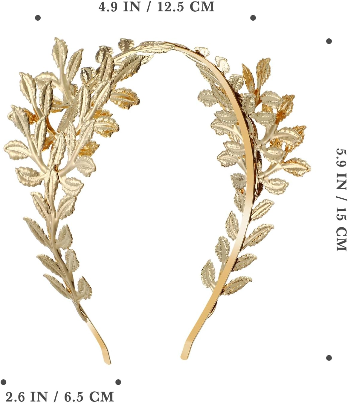 PACKOVE Golden Leaf Headband Golden Bridal Headband Goddess Headband Goddess Headpiece Gold Crown for Women Girls image number 5