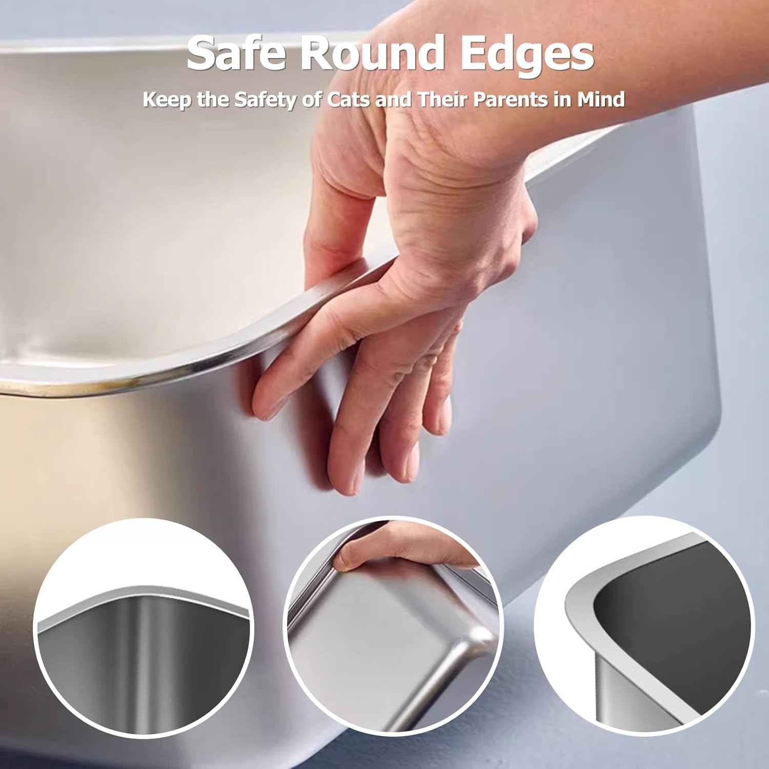 Stainless Steel Cat Litter Box, Medium Metal Litter Tray Pan Litterbox, Low Entry Stainless Steel Litter Box for Medium Cats, 19.7"Lx13.8"W X3.9"H, No Odor Absorption, Easy Clean, Rustproof, Leakproof image number 3