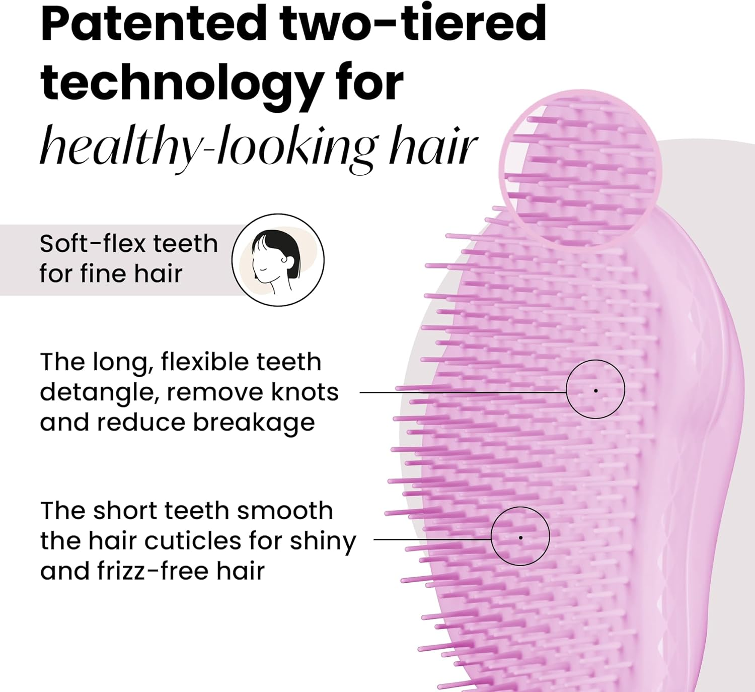 Tangle Teezer | the Fine and Fragile Detangling Hairbrush for Wet & Dry Hair | Colour Treated, Fine, Fragile Hair | Pink Dawn image number 1