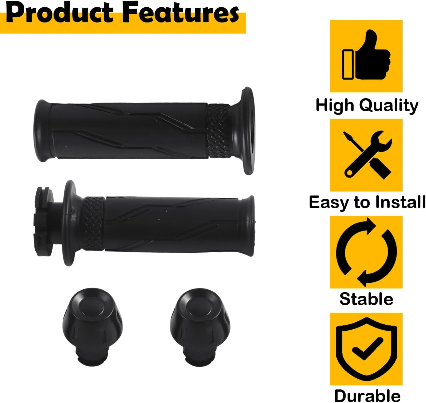 2C0-26240-00-00 2-Pack Throttle Tube Grip Assembly Compatible with Yamaha YZF-R6 2006-2020, YZF-R1 2015-2019, YZF-R1M 2015-2018, YZF-R1S 2016-2018 &ndash; Non-Slip Rubber & Plastic Handlebar Grip image number 1