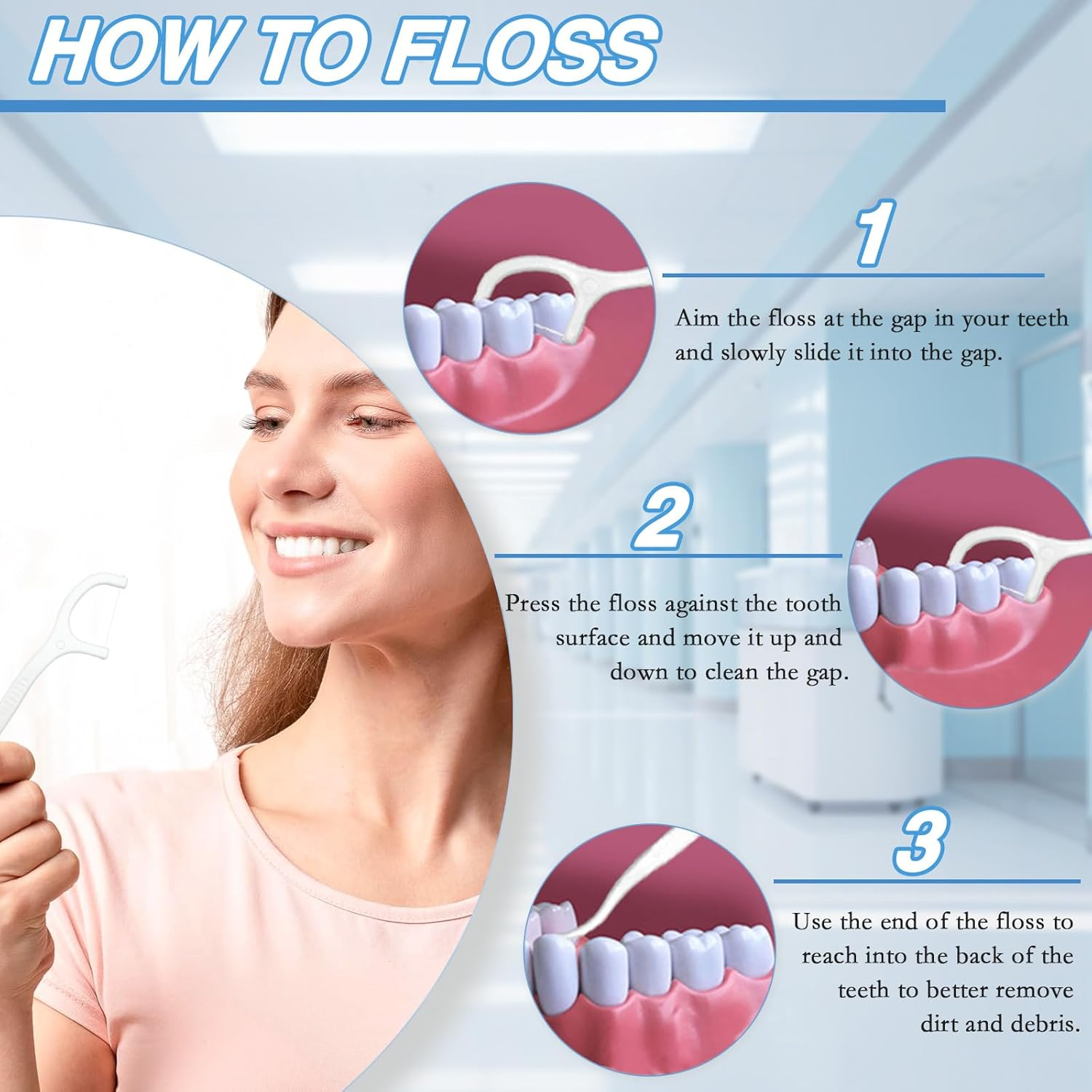 200 Count Tooth Floss Picks, Double Cleaning Tooth Picks Flossers with Bristles,Small Home Tooth Pick for Adult (200) image number 3