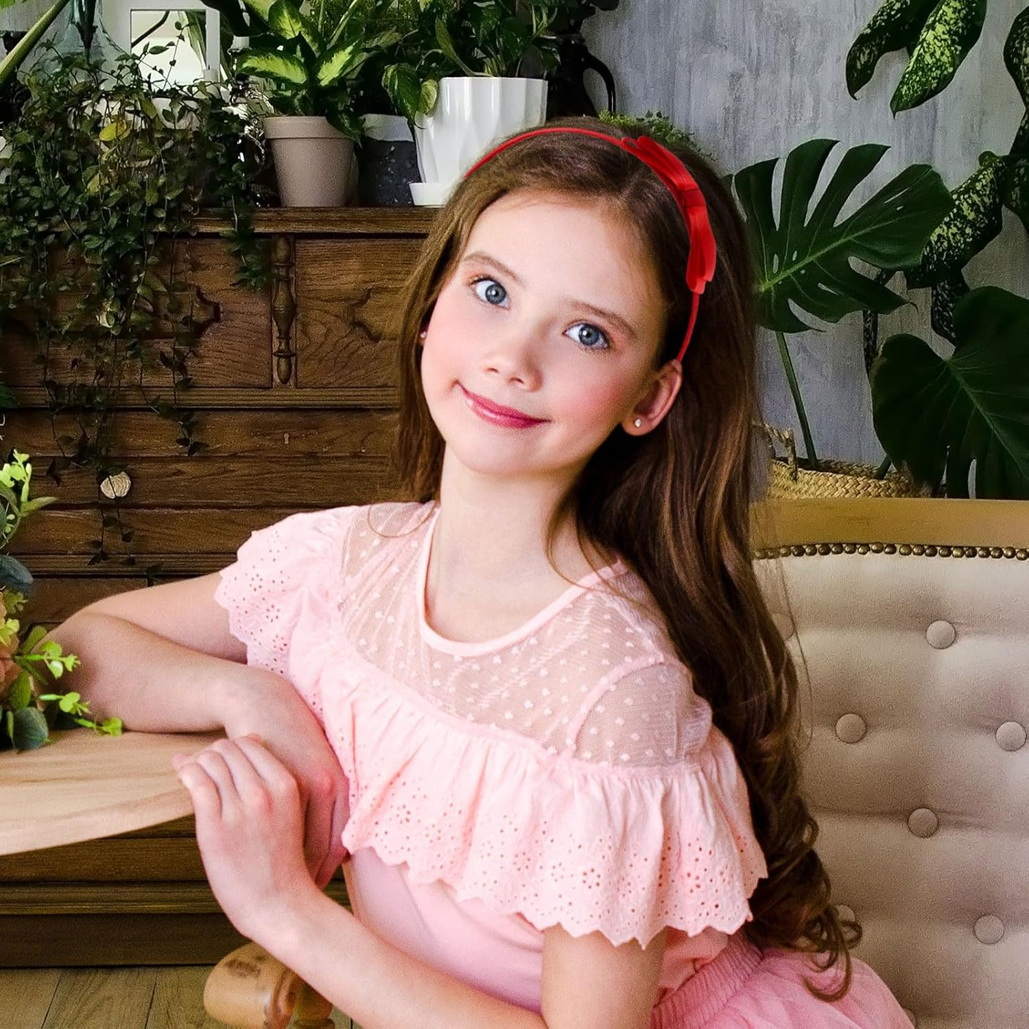 AYNKH 3 Pieces Red School Bows Headbands Alice Hairbands, Girls Uniform Ribbon Bow Set, Hair Accessories for Little Girl Toddlers Teens Birthday New Year Present image number 4