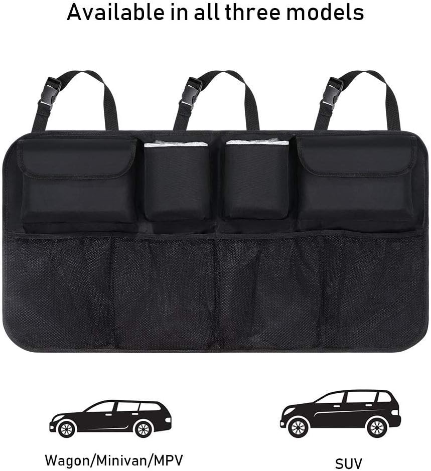 Car Boot Organiser Waterproof Kick Mats Car Organiser Seat Back Protectors, Multi-Pocket Children'S Travel Storage, Durable Foldable Cargo Net Storage for Car Backseat Cover image number 5