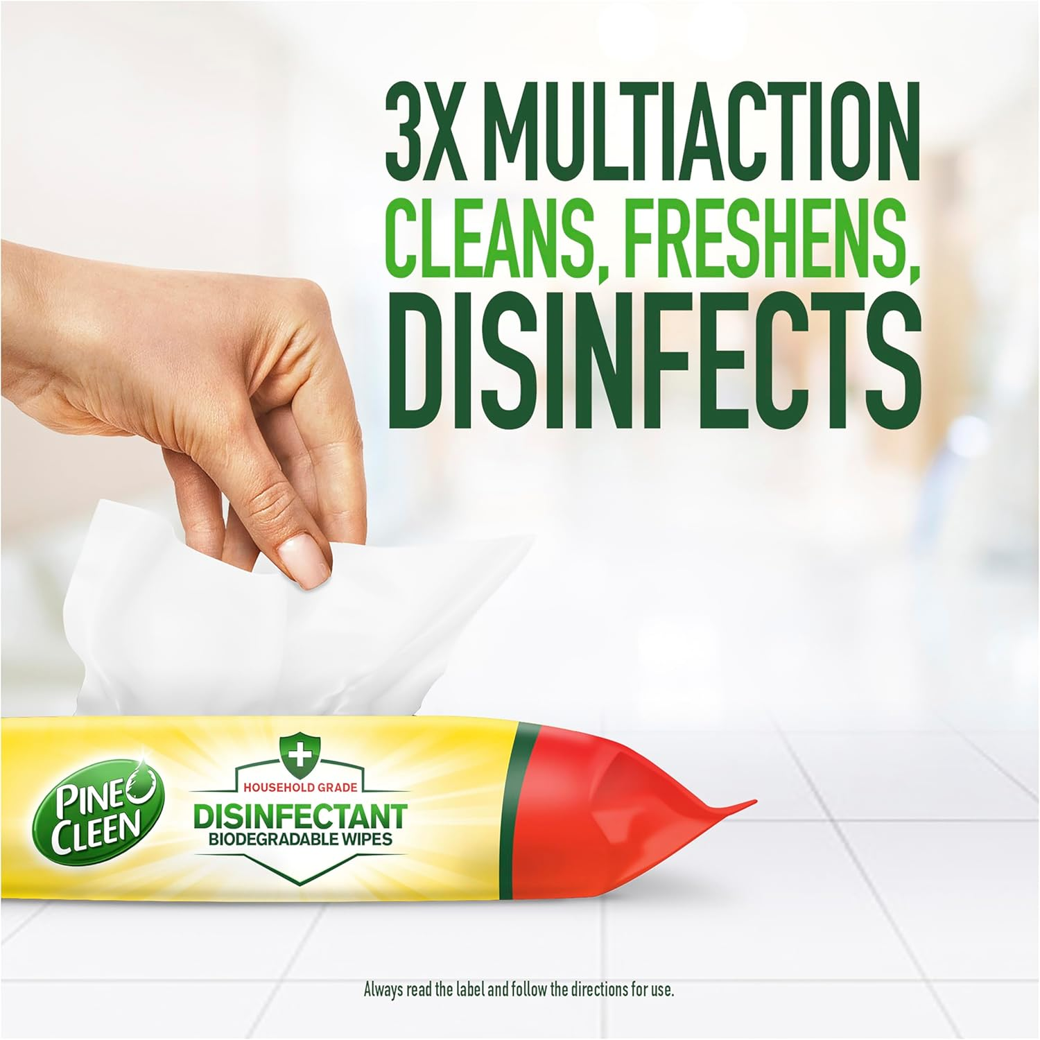 Pine O Cleen Disinfectant Wipes Lemon Lime 450 Pack (3 X 150) image number 5