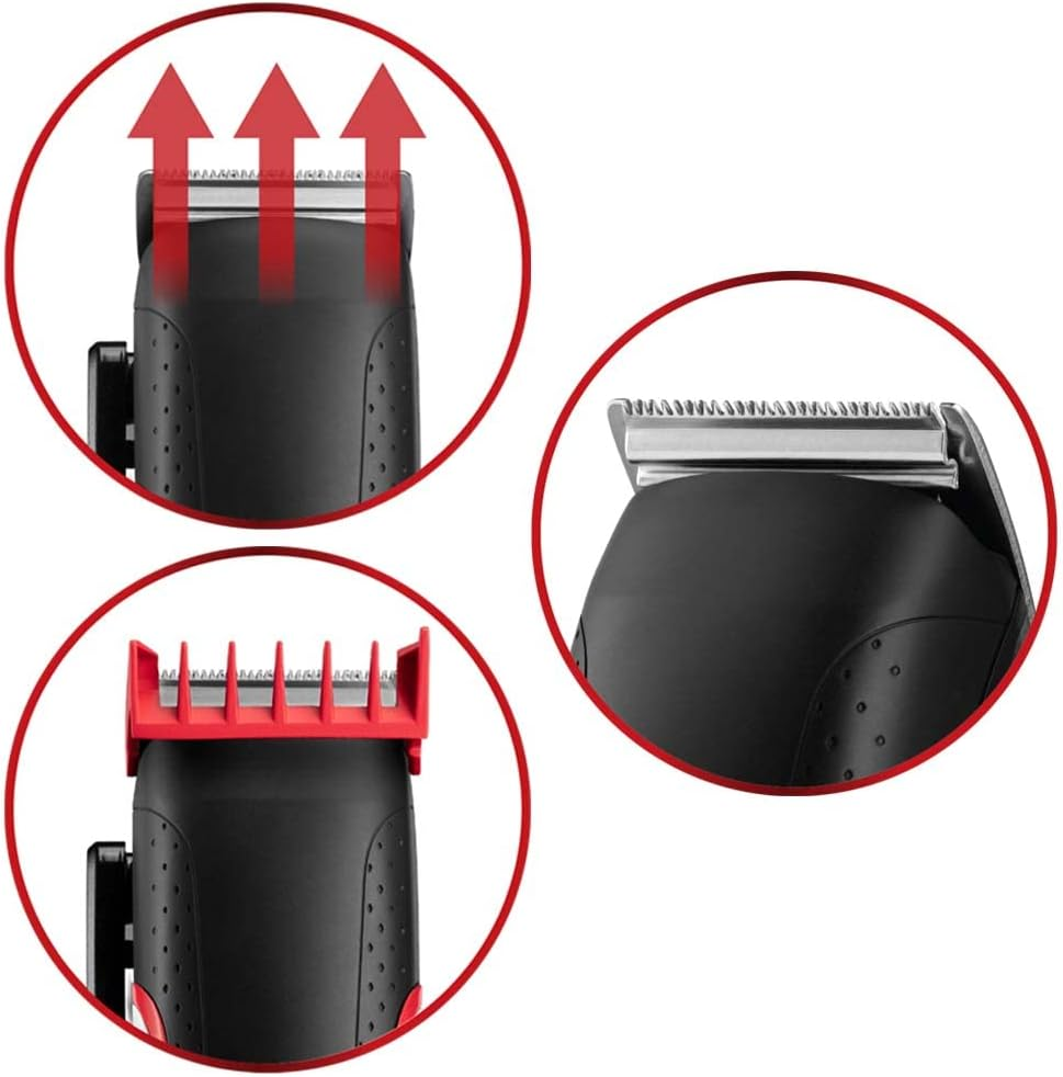 Remington HC500 Hair Trimmer (Self-Sharpening Stainless Steel Blades, 10 Angled Fade Combs, 9 Attachment Combs, 2 Combs for Hair behind the Ears, Mains/Battery Operation) Hair Trimmer Easy Fade image number 4