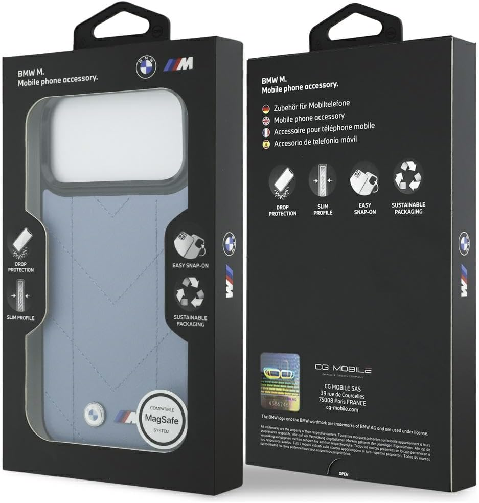 CG Mobile BMW M Quilted Logo Compatible with Mag Safe Case for Iphone 17 Pro Max (Blue) image number 2