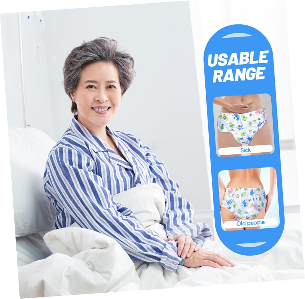 2Pcs Adult Diapers Reusable Cloth Nappies for Elderly Incontinence Washable Underwear for Men Large Absorbency image number 2