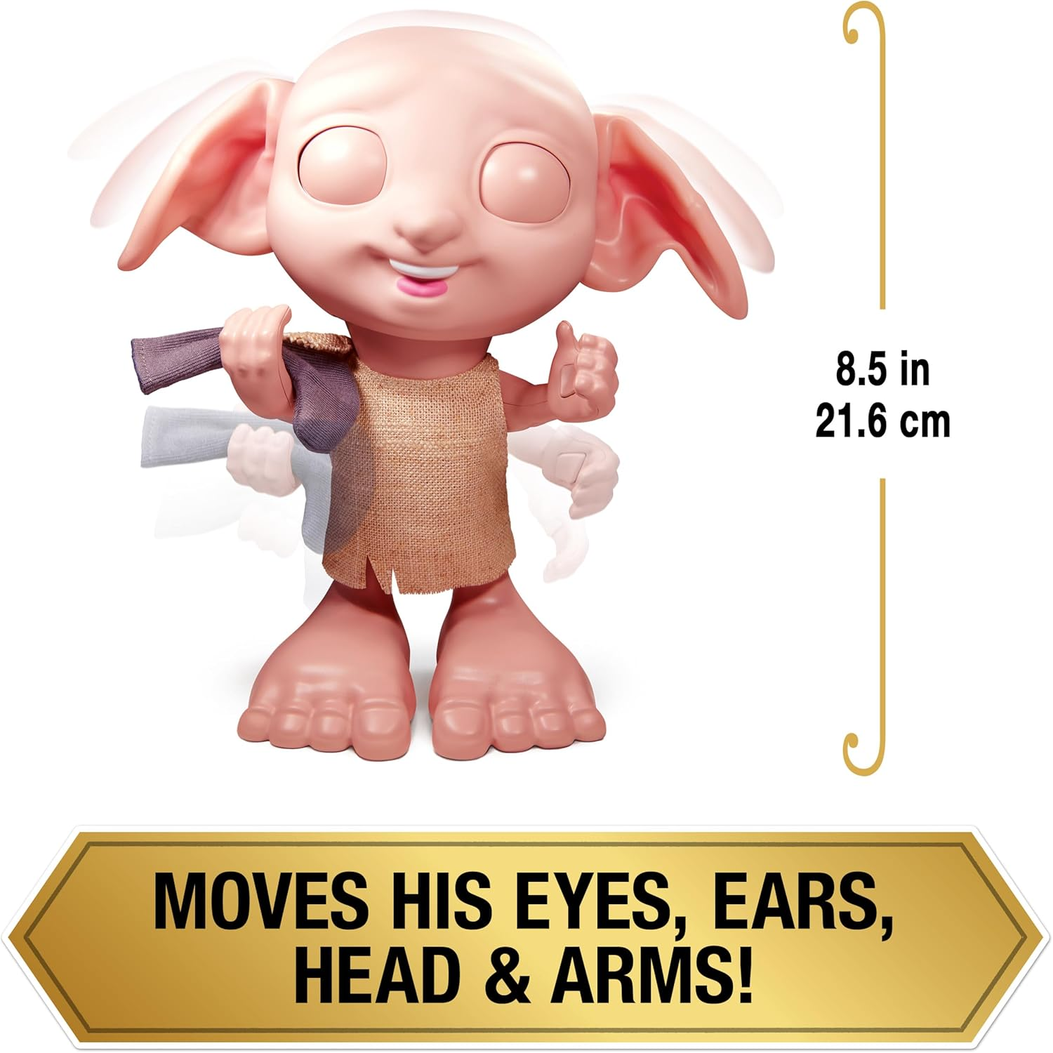 Wizarding World Harry Potter, Interactive Magical Dobby Elf Doll with Sock, over 30 Sounds & Phrases, 8.5-Inch, Kids Toys for Ages 6 and Up image number 2