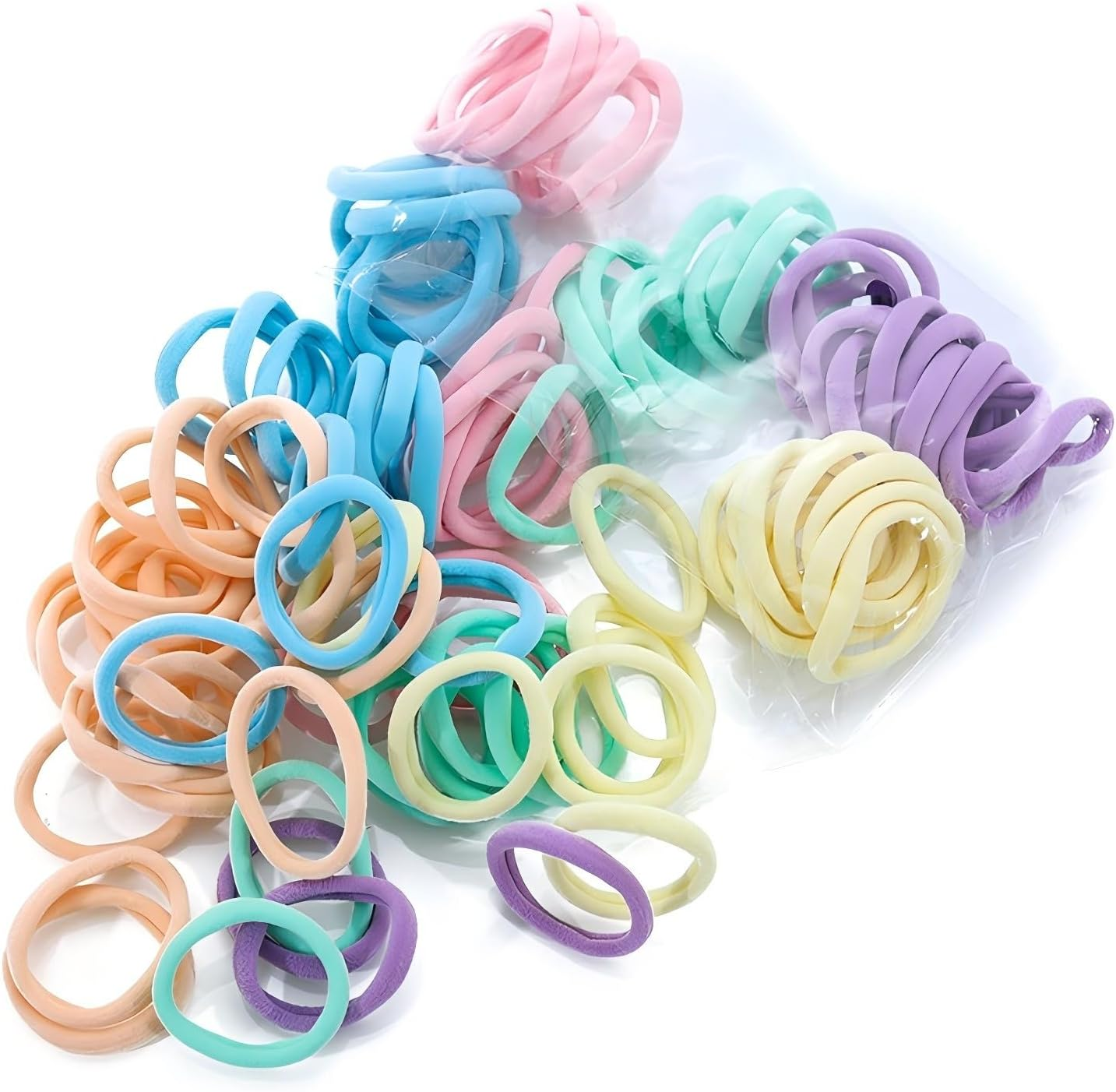 HIGHROCK Elastic Hair Bands, 50Pcs Thick Hair Elastic Ties, Ponytail Holders, 6Mm Hair Ties No Metal Hairbands for Women, Girls (Morandi)