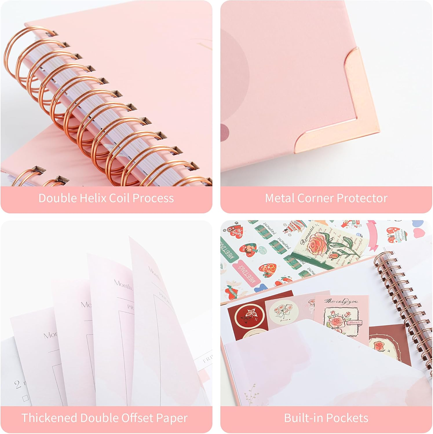 JUNART Beautiful Wedding Planner and Organizer, 11.2"&times;9.3" Detailed Pink Wedding Planner with Stickers, Engagement Gifts for Newly Engaged Couples, Bride and Groom image number 6