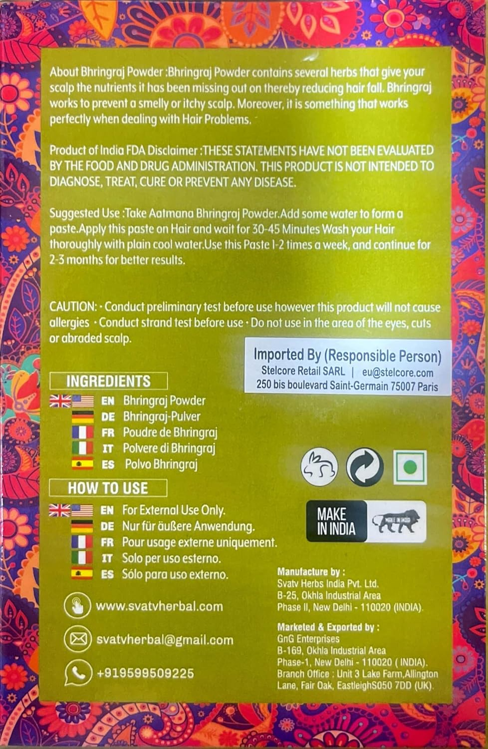 AATMANA Bhringraj Powder | Eclipta Alba | for Silky & Natural Soft Hair | Promote Hair Growth | Increases Hair Thickness | Ayurvedic Hair Products - 100 Grams image number 2