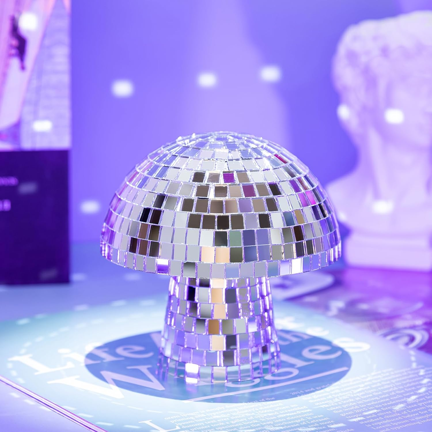 Silver Mushroom Disco Ball, Disco Mirror Reflective Ball, 4.8Inch Mushroom Disco Ball Lights for Unforgettable Home Parties and Stage Decor image number 3