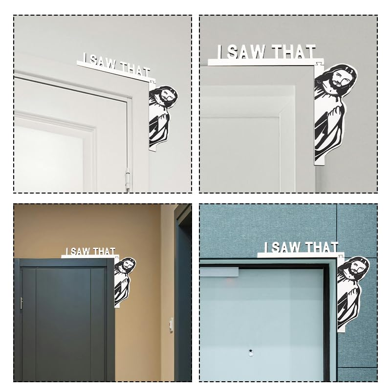 Door Frame Wall Decor Funny Window Corner Decoration Door Frame Corner Decoration Outdoor Home Decor Wood Christian Door Decorations Hanging Religious Door Hanger Fun Christmas Door Corner Sign - Left Door Corner Decor image number 3