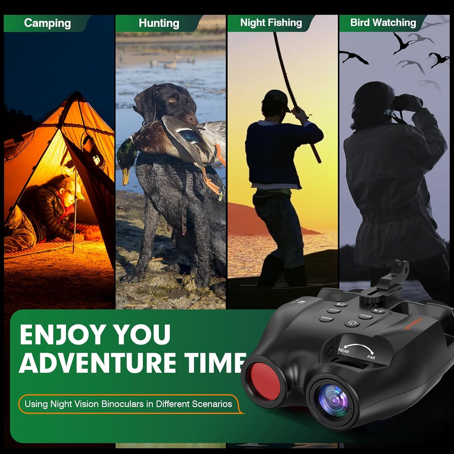 Night Vision Goggles Head Mounted for Adults,984Ft Rechargeable Infrared Digital Binoculars,5X Digital Zoom, Hands Free Night-Vision Goggles with 32GB TF Card, Photo & Video Capture,Head Strap image number 6