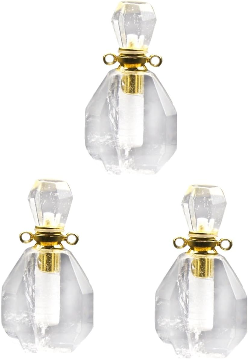 LIFKOME 2Pcs Natural Fluorite Perfume Atomizer Leakproof Travel Bottle Pendant Necklace Essential Oil Bottle Jewelry Decor without Lanyard Chain