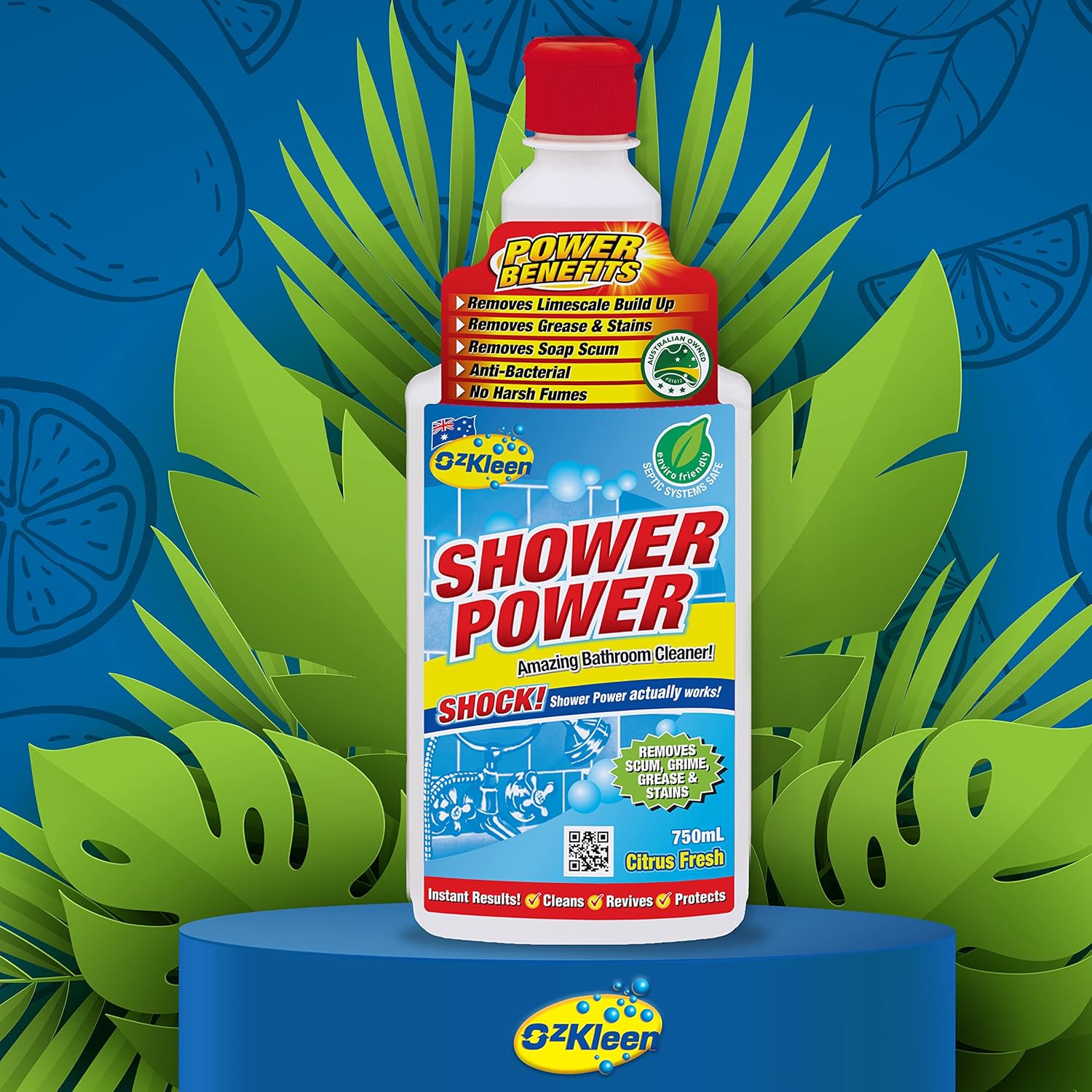 Ozkleen Shower Power Citrus 750Ml, Bathroom & Shower Cleaner, Tough on Grease and Grime, Surface Cleaner Flip Top Cap image number 3