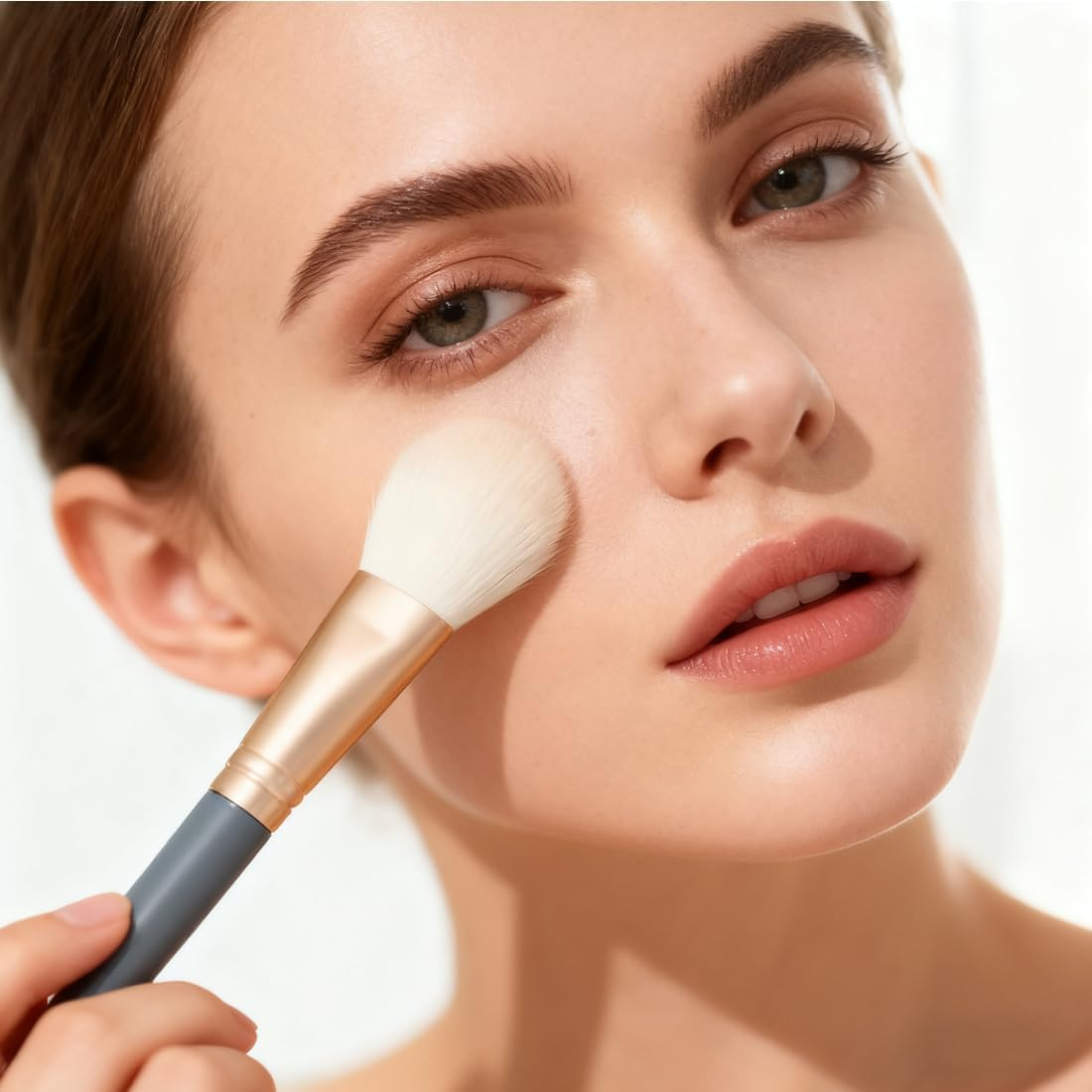 10 Pieces Professional Makeup Brush Set Cosmetic Brushes for Eyeshadow Eyebrow Foundation with Cosmetic Bag (Blue) image number 3