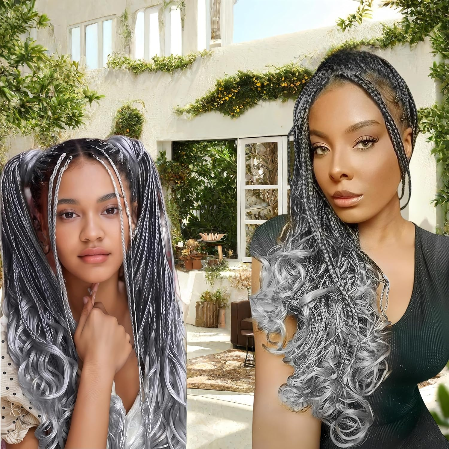 French Curl Braiding Hair 24 Inch Pre Stretched Loose Wave Bouncy Braiding Hair 6 Packs Spanish Curl Braiding Hair Extensions(Tgray) image number 3