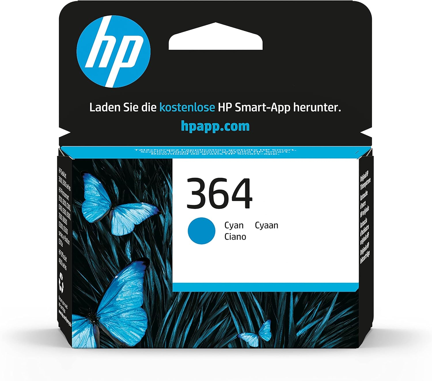 HP CB316EE 364 Original Ink Cartridge, Black, Single Pack - Standard, Cyan