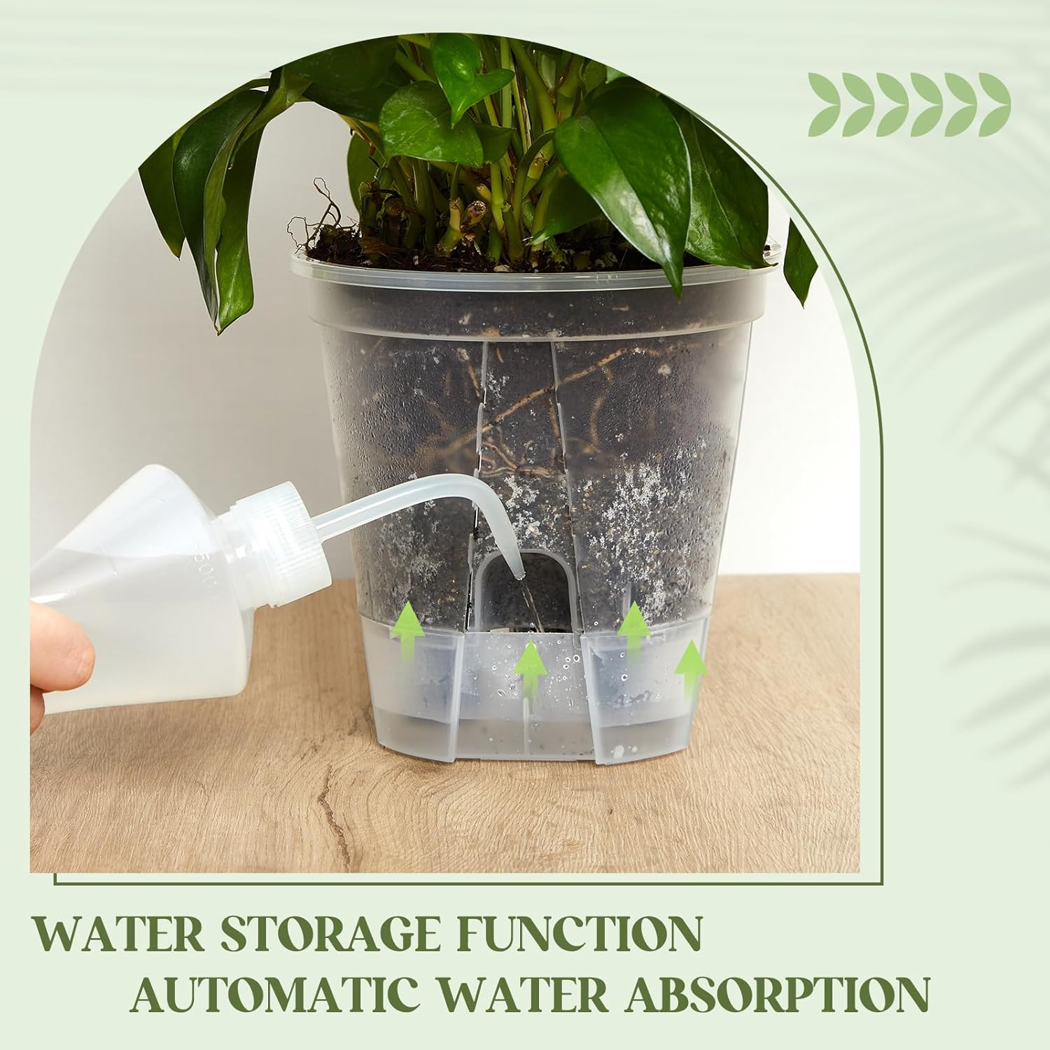 Wonderjune 9 Pcs Self Watering Pots for Indoor Plants with Deep Reservoir and High Drainage Holes for Outdoor Plants and Flowers(Clear,4.72'', 5.91'', 7.09'')