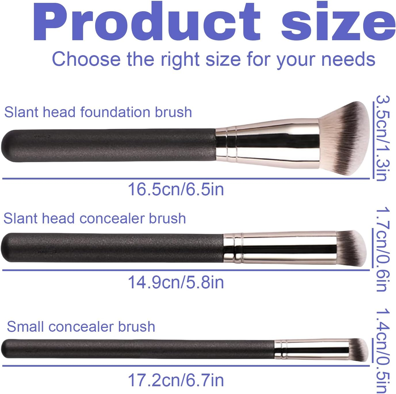 Hrenvaxil 3Pcs Makeup Brush Set, Slanted Foundation Brush & Angled Concealer Brush for Cream & Powder - Perfect for Liquid, Foundation, Concealer, Buffing, Stippling & Blending image number 3
