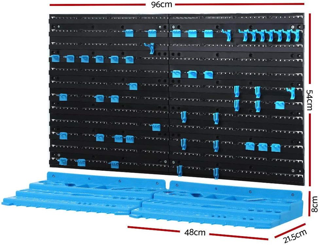 Wall Mount Tool Rack Organizer Garage Hardware with 50 Tool Holders 2 Peg Boards 2 Shelves GIANTZ image number 3