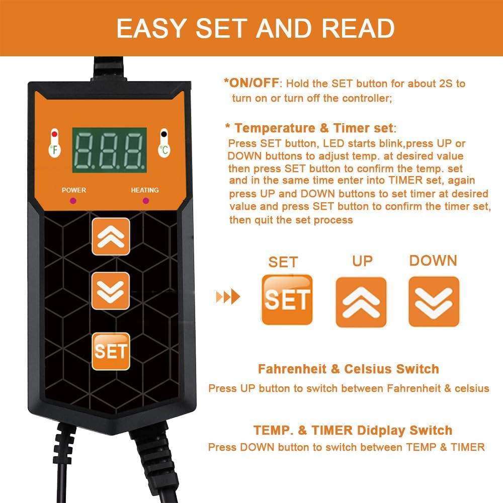 Brewing Heat Pad Fermentation Heating Mat with Smart Controller Temperature Adjustable Auto off Timer Sourdough Starter Warmer