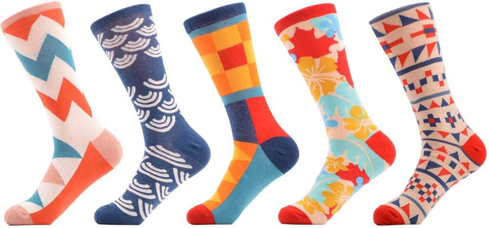 EASE LEAP Mens Dress Socks Funny Colorful Patterned Hosiery Funky Novelty Crew Cotton Socks for Women with Gift Box Size 11-14 image number 6