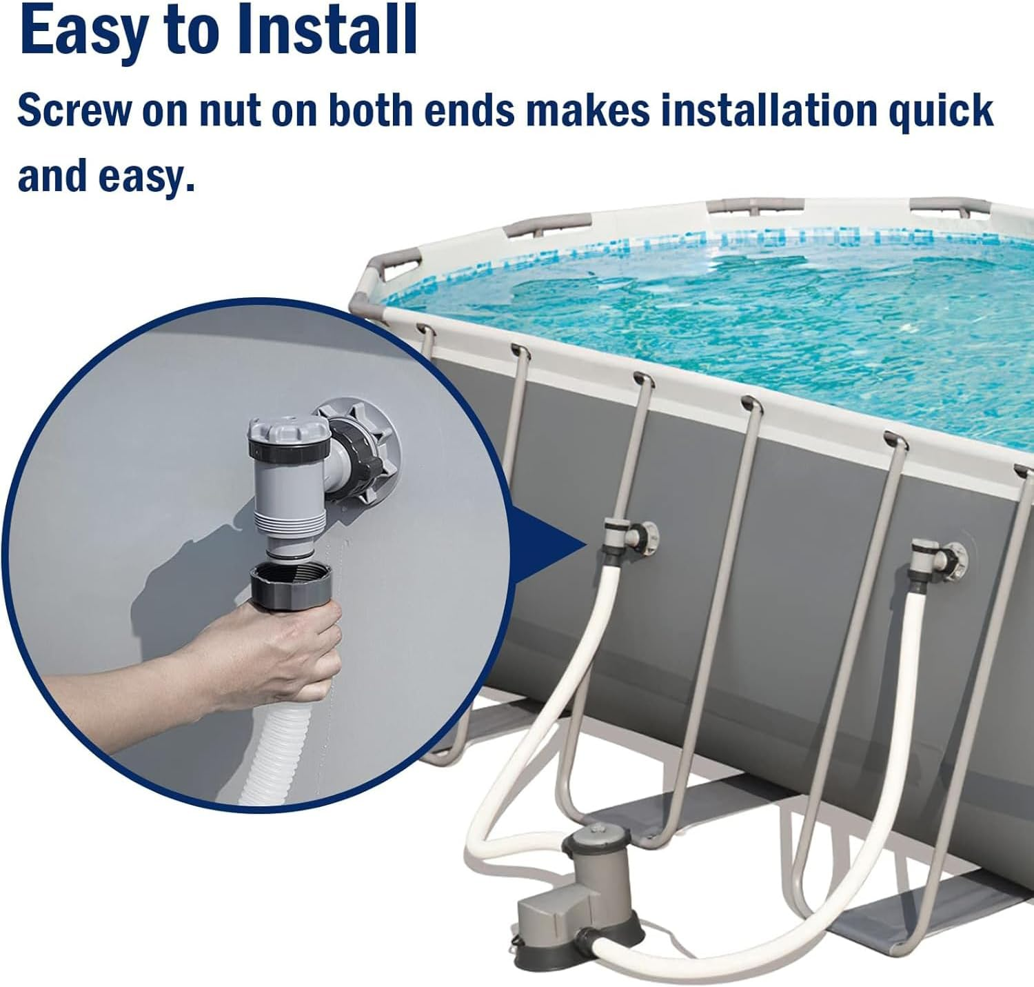 Yharnamite Pool Pump Replacement Hose for Intex 29060E, 1.5" Diameter Pool Hose, Leakproof Filter Pump Hose(1.5M) image number 1