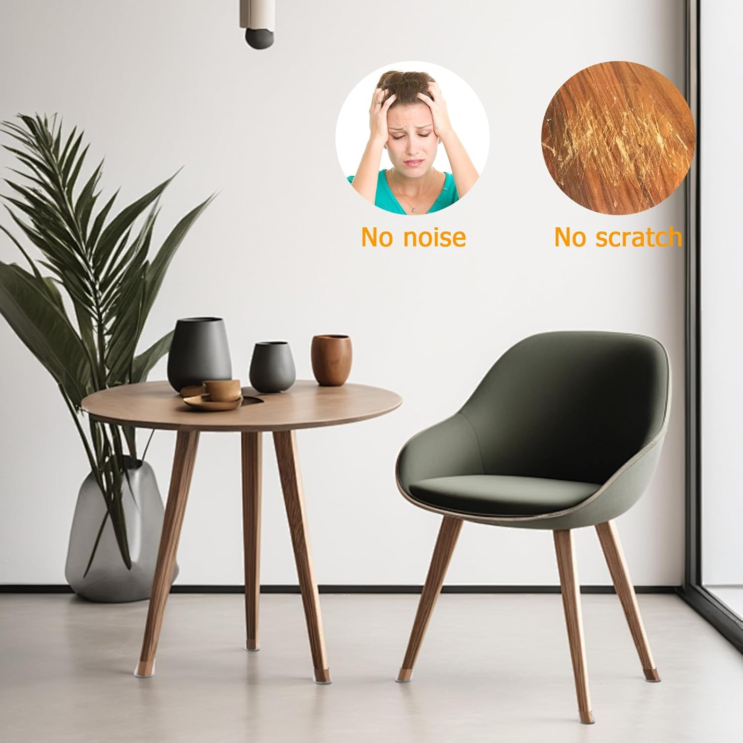 32PCS Silicone Chair Leg Protectors - Thicken Rubber Chair Feet Caps Covers Pads, Furniture Pads Floor Protectors for Hardwood Floors Protectors for Chairs, No Scratches and Reduce Noise (Clear02, S) image number 2