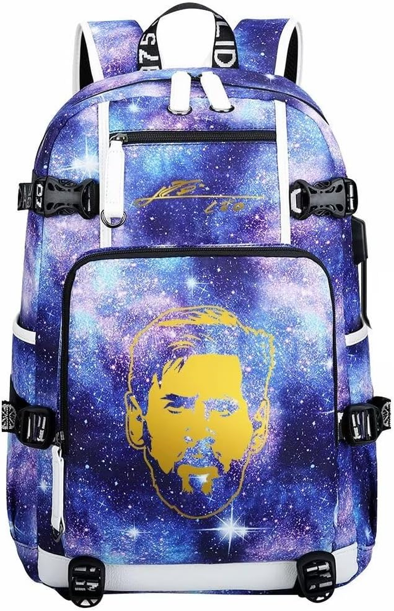 YUNZYUN Soccer Player M-Essi Multifunction Backpack Travel Laptop Fans Multicolour Bag for Men Women - Blue Pattern - 2 image number 2