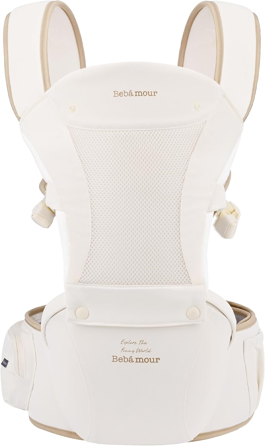 Bebamour Mesh Newborn Baby Carrier Front and Back Carry Baby Newborns to Toddler Baby Hip Carrier (New Khaki) image number 1