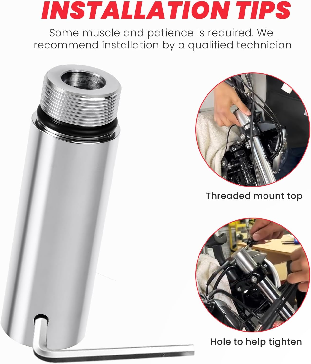 Kekykm Fork Tube 4 Inch Extension Compatible with Harley Davidson Sportster XL 883 1200 & Dyna Glide FXR Chrome Powersports Fork Guards image number 5