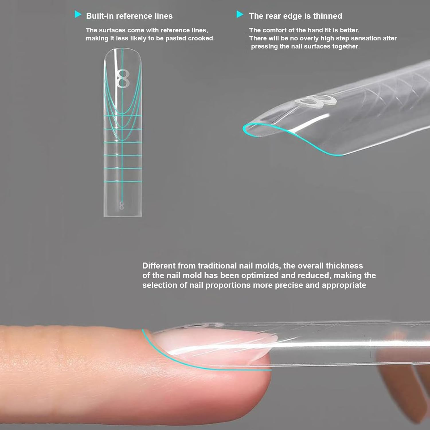 Gel Nail Forms,Fingernails Crafting Sandwich-Structure - French Nail Forms for Gel | for Beginners Professionals Women Girlfriend Everyday Wear Home Salon image number 2