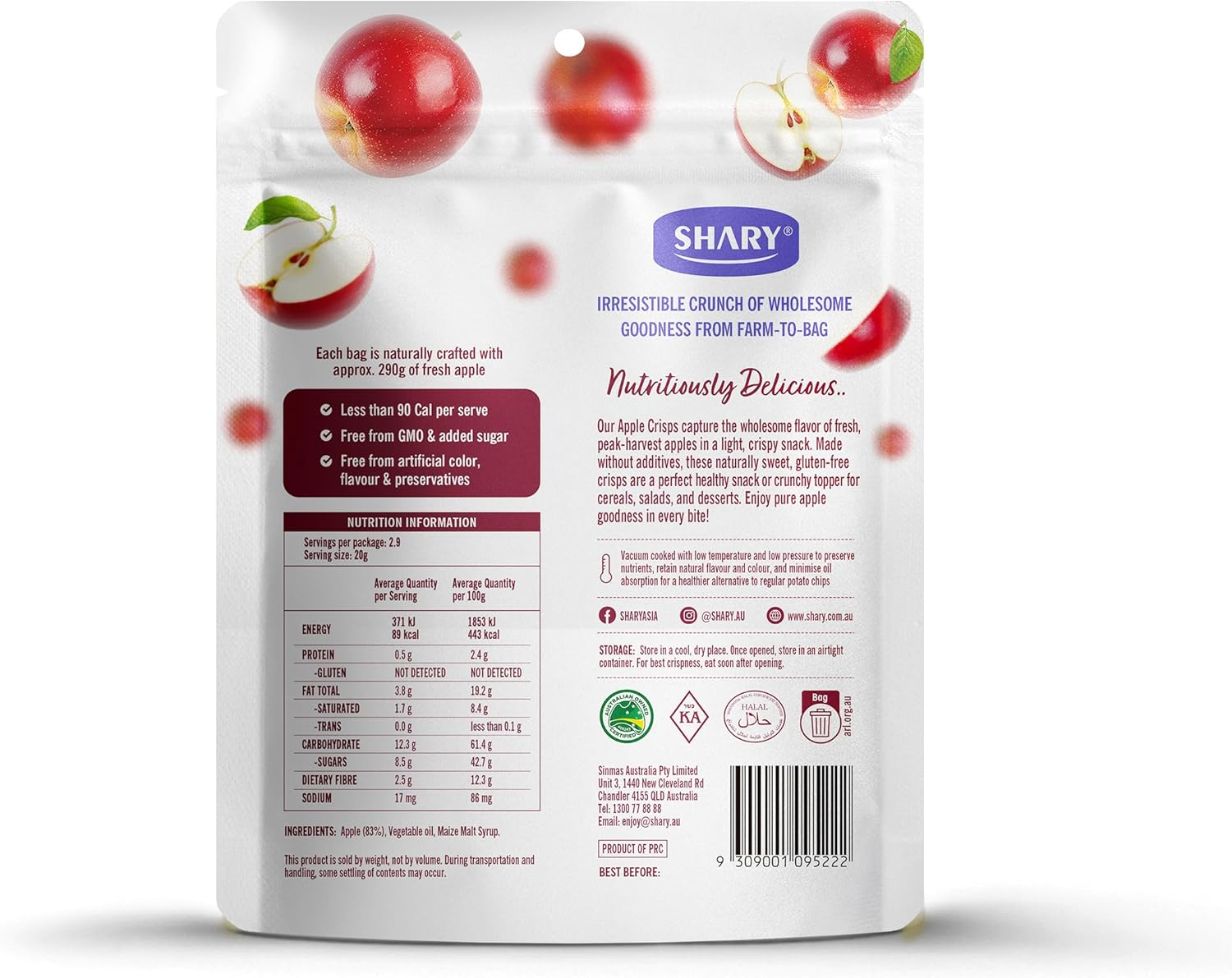 Shary Apple Crisps, 58G &ndash; Air-Dried, Gluten-Free, Vegan, Healthy Fruit Snack, Perfect for On-The-Go image number 5