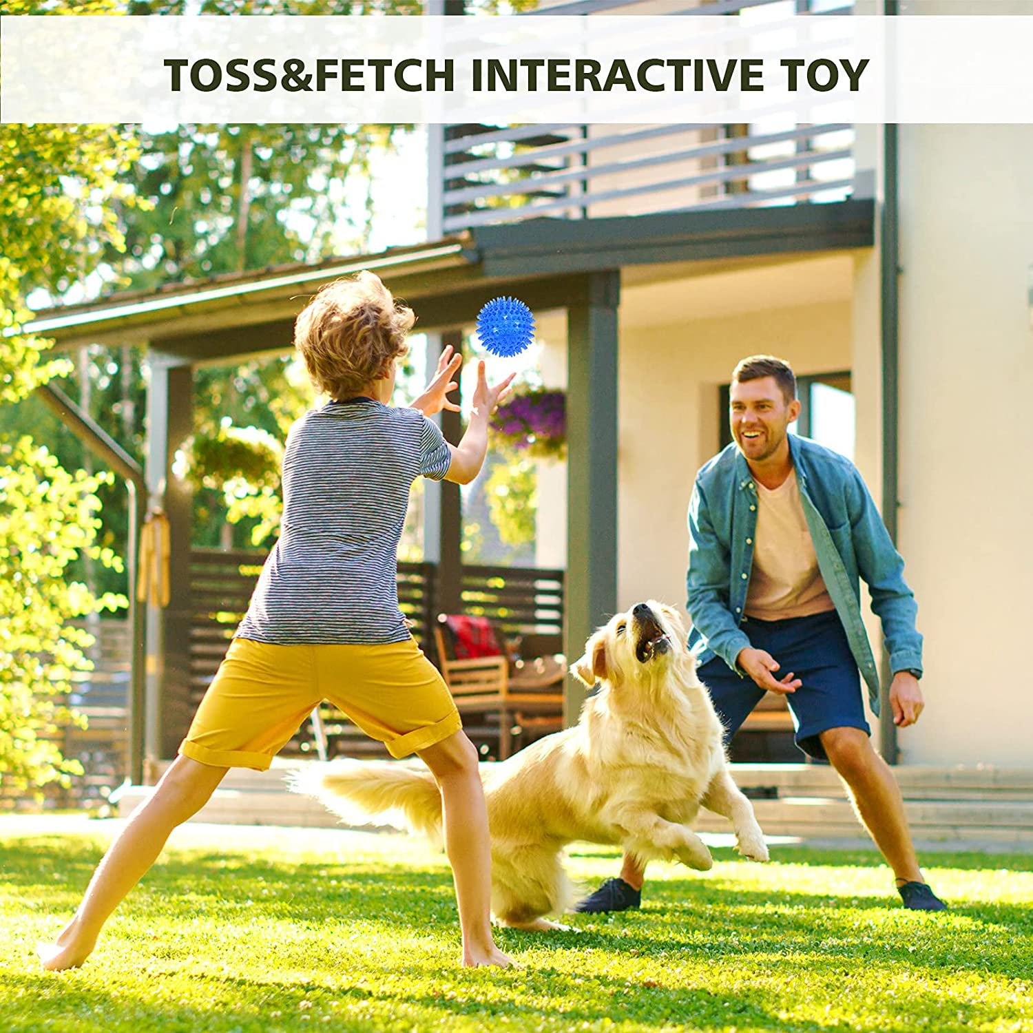 Petizer 3 Pack 2.5" Squeaky Toy Balls, Floating Pool Balls, Spiky Water Toys, Durable Interactive Fetch Toys for Puppy, Chew Toys for Teething (Small Dog) image number 3