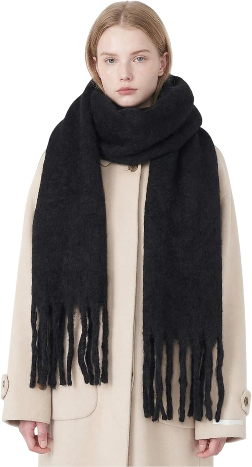 TYHOTULY Chunky Scarf for Women Winter Oversized Thick Warm Tassel Scarves Cold Weather Large Blanket Soft Warm Shawl Wraps
