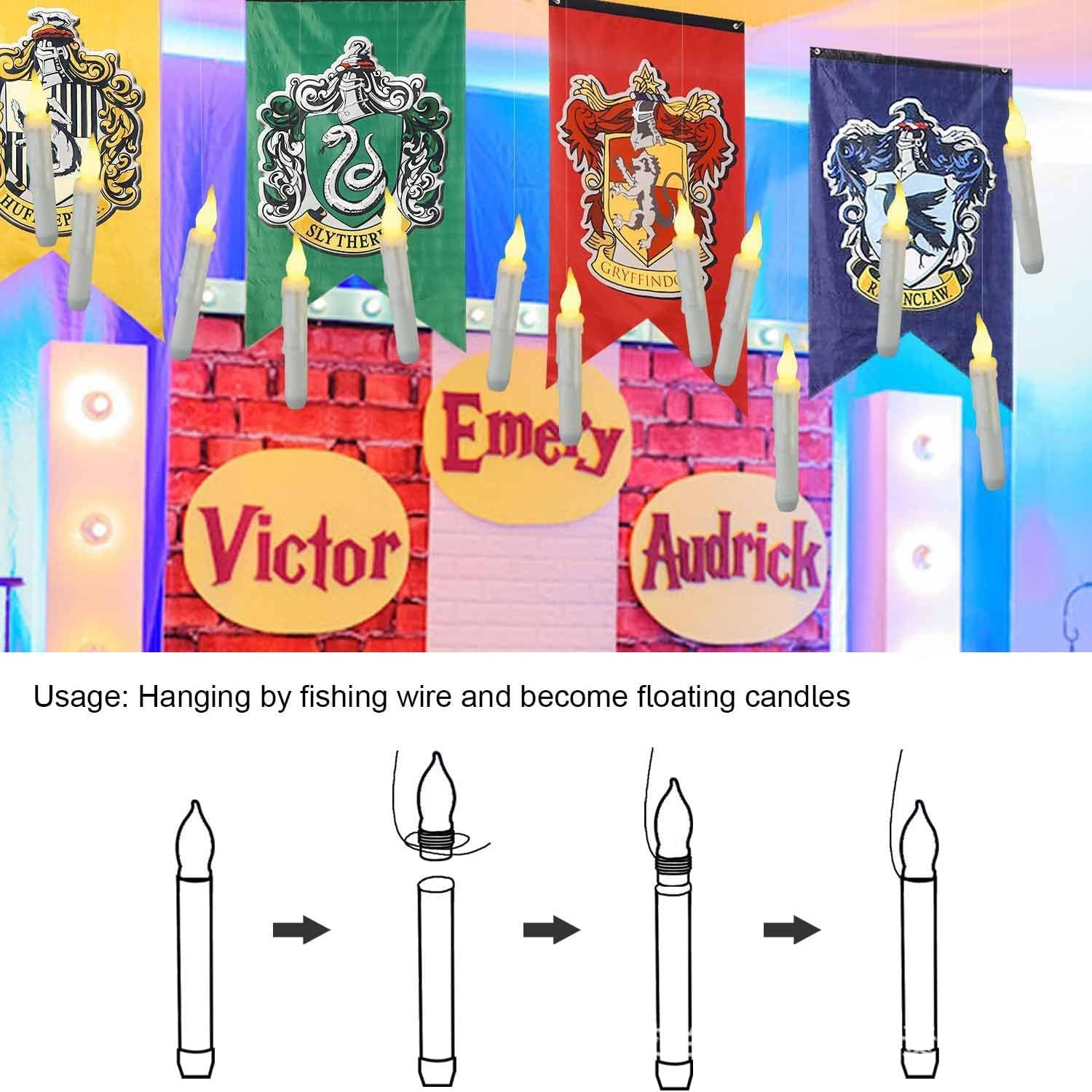 Flameless Candles Decorations with Hang Accessories, 12PCS Floating Flickering Warm White Lights, Battery Operated Candles with Remote Control, Chrismas Party Supplies Birthday Wedding Indoor Home image number 3