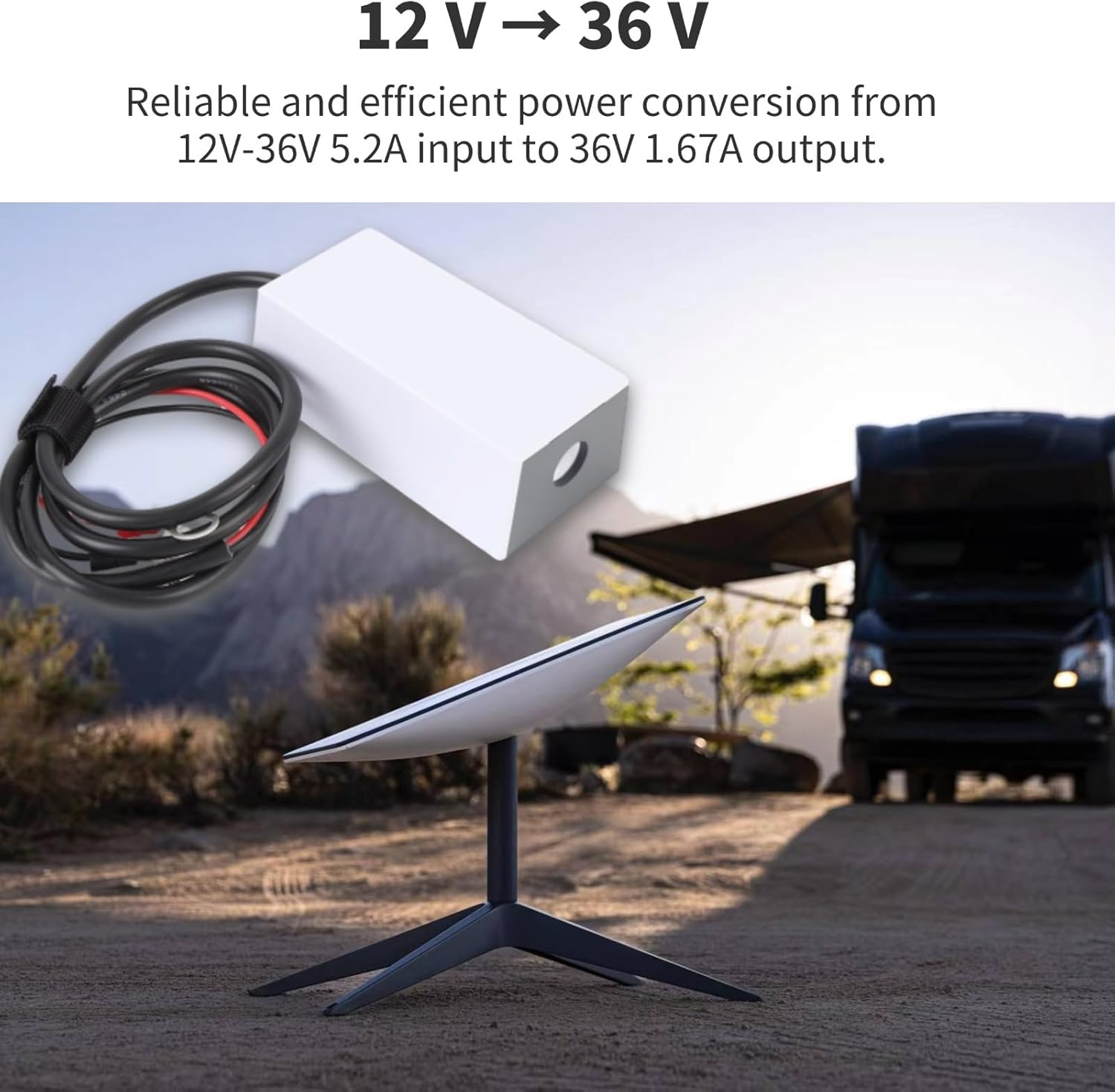 Diyeeni for Starlink Mini Step up Power Cable, 12-36V 5.2A to 36V 1.67A DC Boost Power Adapter Cord, 2 Circular Terminals, for Starlink Mini Accessories image number 5