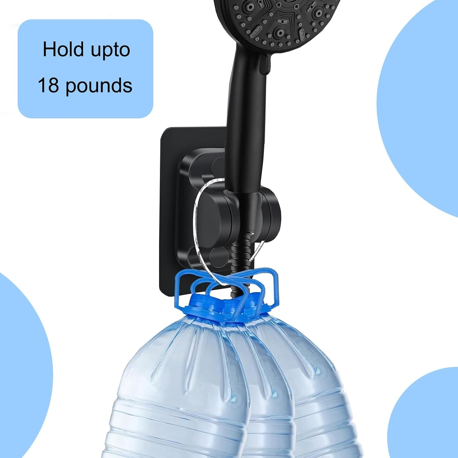 Dalyndar Strong Adhesive Shower Head Holder Angle Adjustable Handheld Shower Arm Bracket Compatible with Various Types of Shower Heads, No Drilling Wall Mounted Bathroom Kit 1 Pack Black Waterproof image number 1