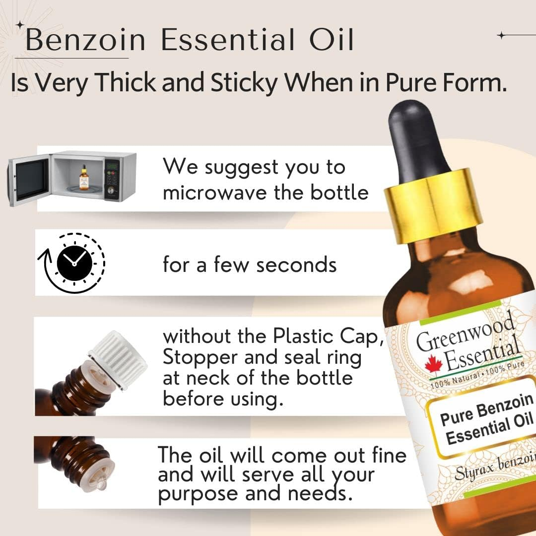 Greenwood Essential Pure Benzoin Essential Oil (Styrax Benzoin) with Glass Dropper Steam Distilled for Personal Care (Pack of Two) 100Ml X 2 (6.76Oz) image number 5