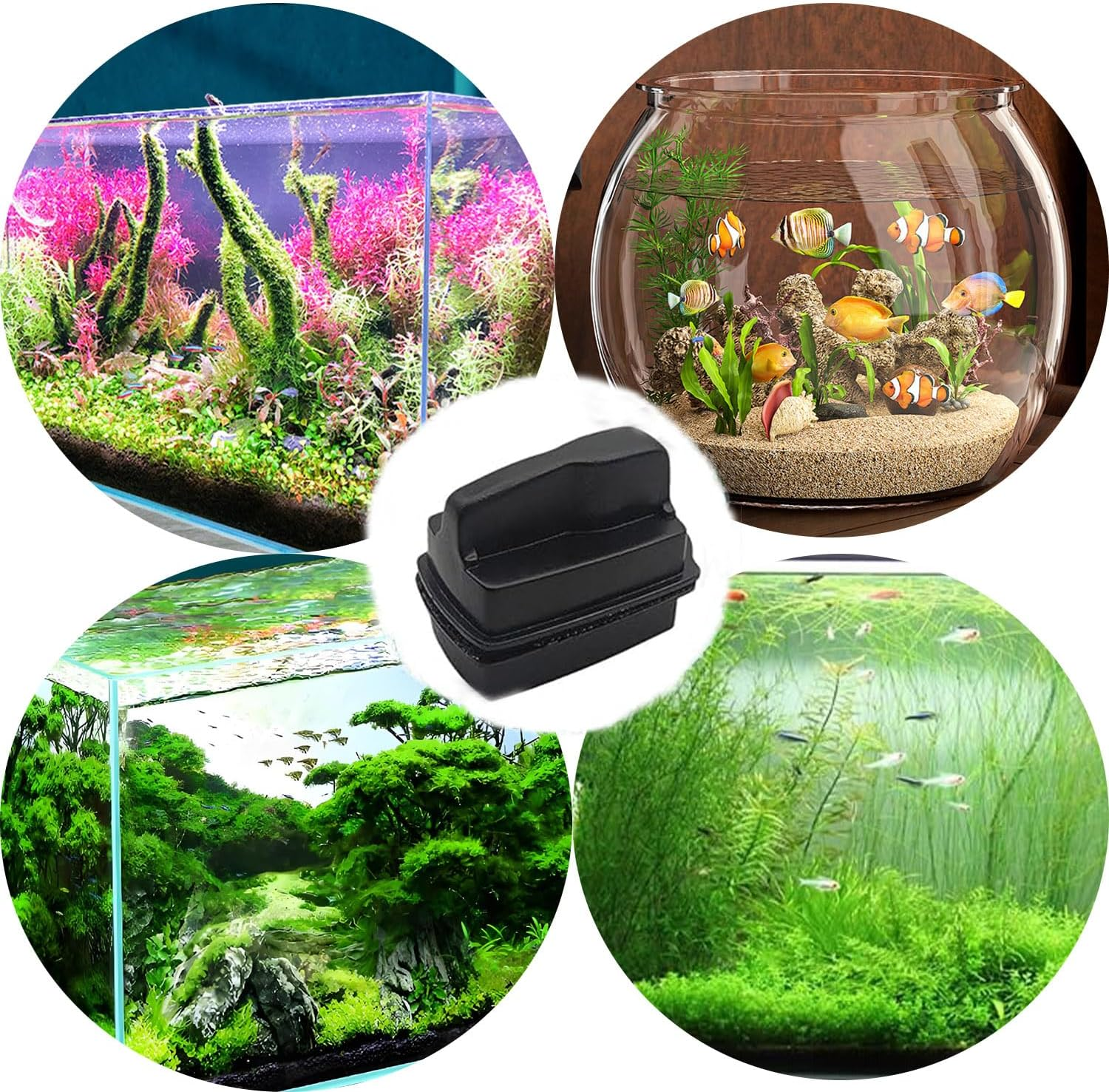 Roczential Magnetic Aquarium Scraper Aquarium Glass Cleaner, Double Sided Gravel Vacuum Magnetic Fish Tank Cleaner, Comfortable Handle Safe Floating Magnetic Algae Scraper for Aquariums Fish Tank (S) image number 3