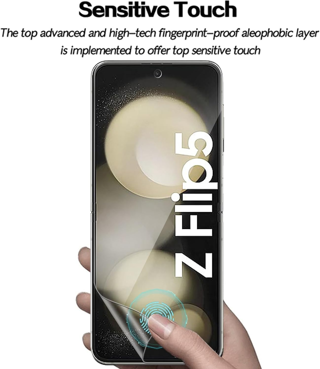 [3 Pack] Hydrogel Screen Protector for Samsung Galaxy Z Flip 6/5/4/7 FE 5G, Electro-Weideworld Scratch Resistant HD Clear TPU Screen Protector, Support Fingerprint Unlock image number 5