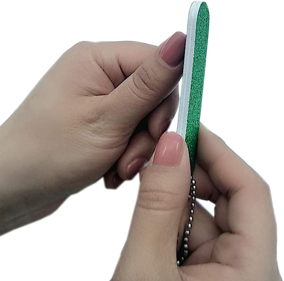 VOSAIDI 10 Pcs Professional Nail Files Nail Tool Shining Blue and Green Mini Nail Colorful Files with Chain Double Sided Emery Board 180 Grit image number 1