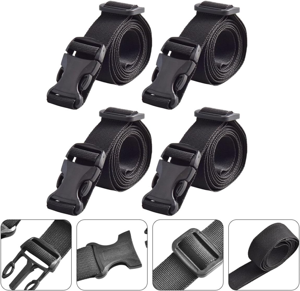 Hoement 4Pcs Outdoor Luggage Tie down Straps Long Heavy Duty Lashing Belt for Travel Suitcase Secure Packing image number 3