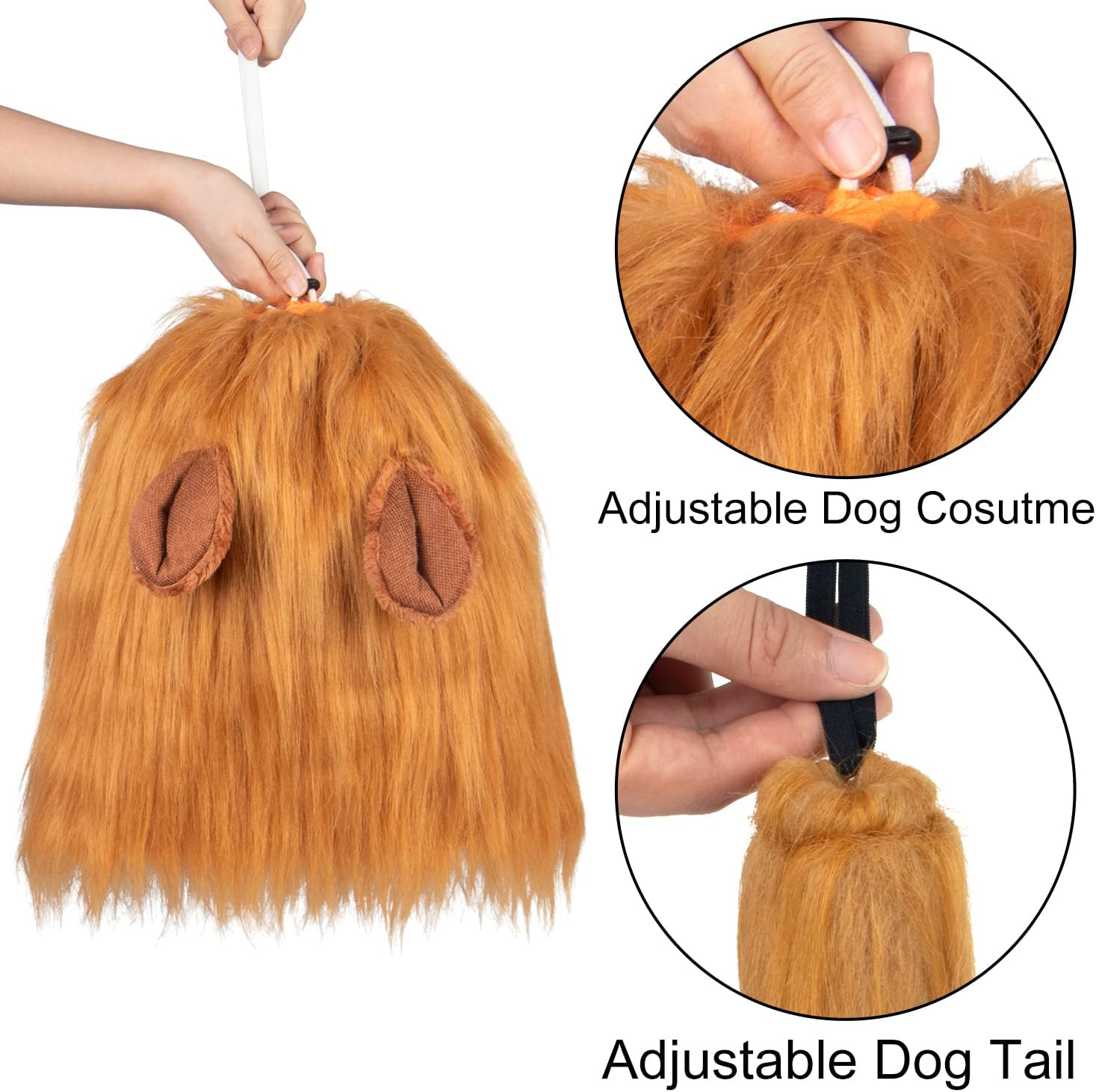 CPPSLEE Lion Mane for Dog Costumes, Dog Lion Mane, Realistic Lion Wig for Medium to Large Sized Dogs, Large Dog Halloween Costumes, Lion Mane for Dog, Halloween Costumes for Dogs (Brown) image number 2