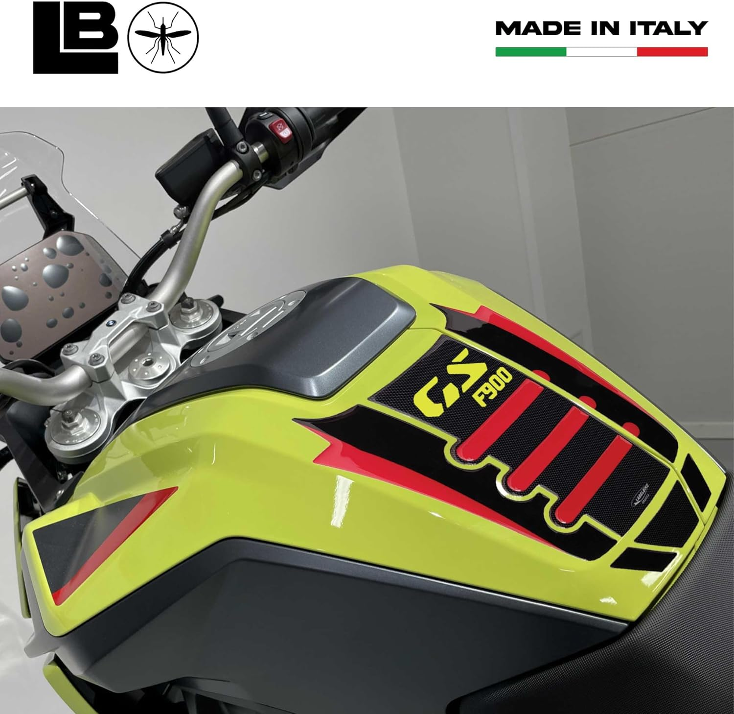 Labelbike - Sticker 3D Motorcycle Tank Pad Protection and Decoration in Resin Compatible with BMW F900 GS 2024 - Color Carbon Black Yellow Red - Yellow image number 3