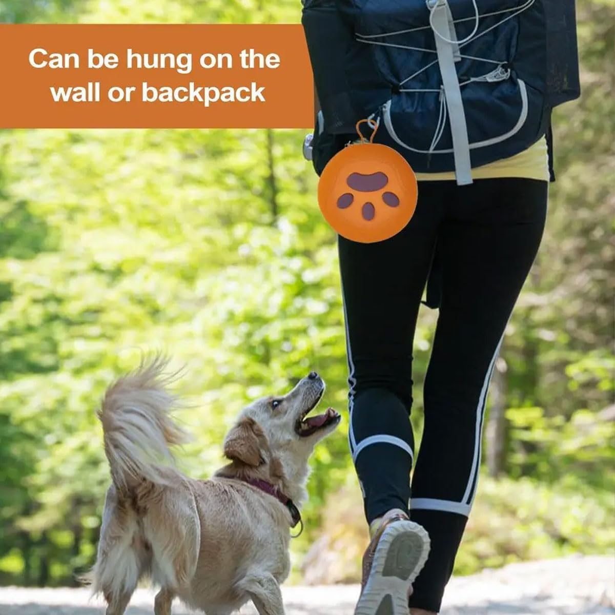 AIMALL Portable Silicone Pet Bowl Double Collapsible Dog Cat Food and Water Feeder, Anti-Knock Travel Feeding Dish with Wall-Hanging Storage, 12.99X5.9In